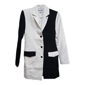 Steve Madden XS Colorblock Longline Blazer Coat NWT Black White